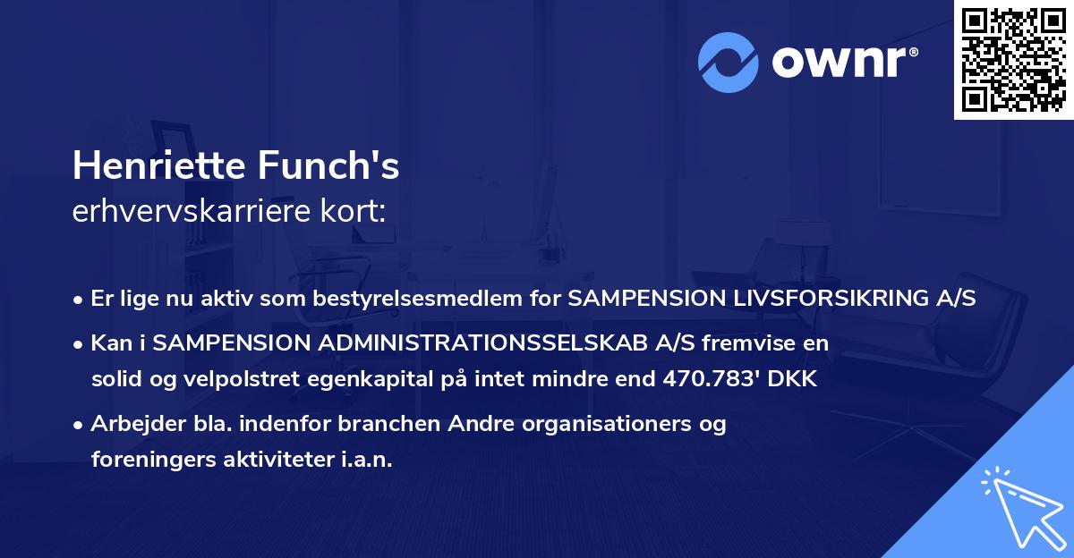 Henriette Funch's erhvervskarriere kort
