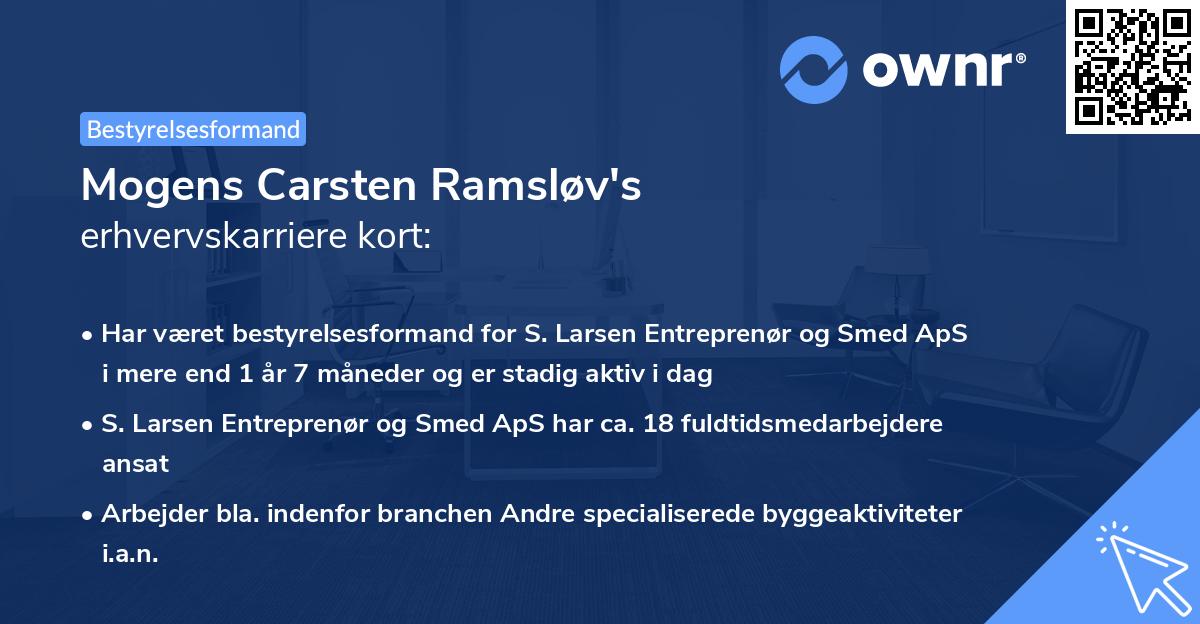Mogens Carsten Ramsløv's erhvervskarriere kort