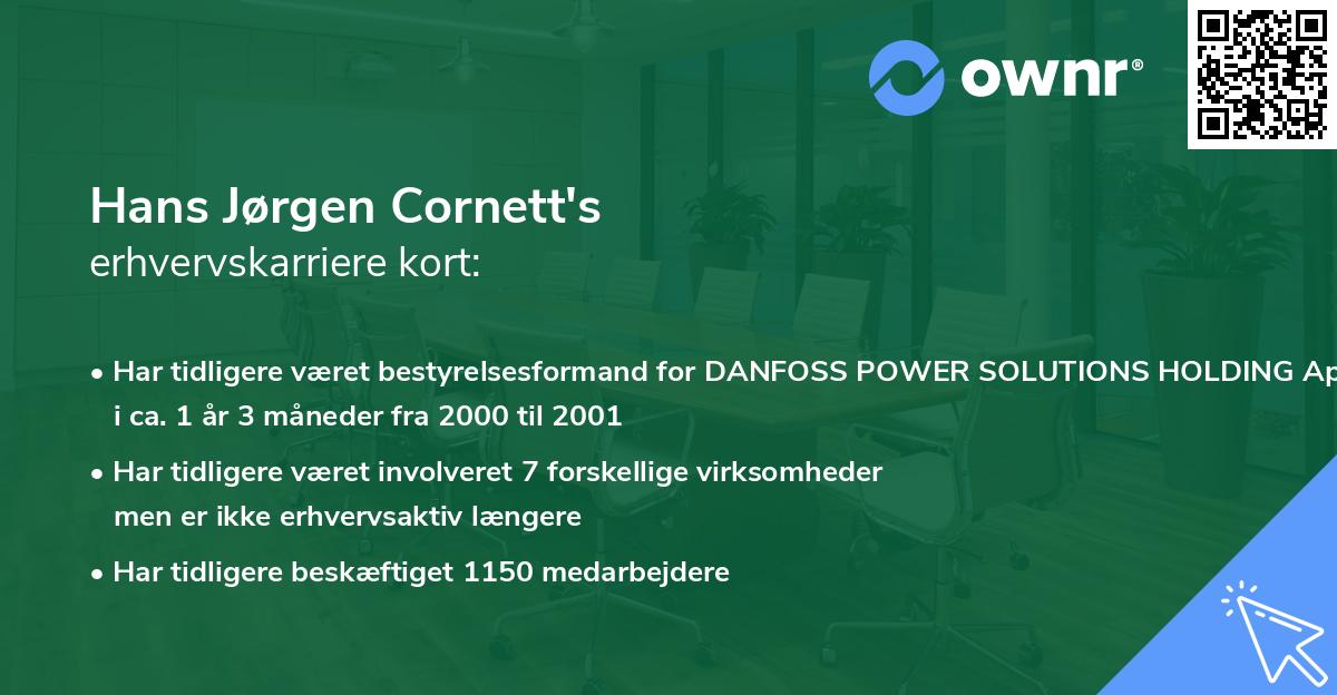 Hans Jørgen Cornett's erhvervskarriere kort