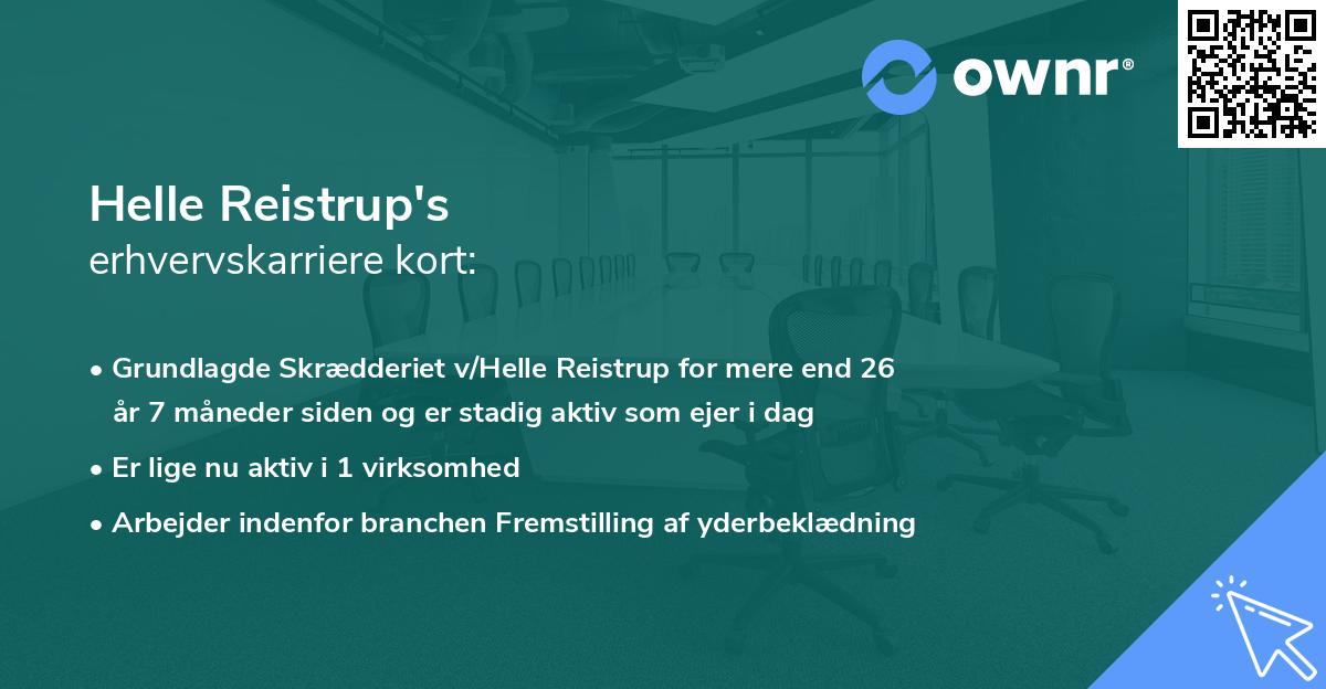 Helle Reistrup's erhvervskarriere kort