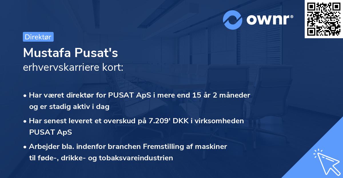 Mustafa Pusat's erhvervskarriere kort