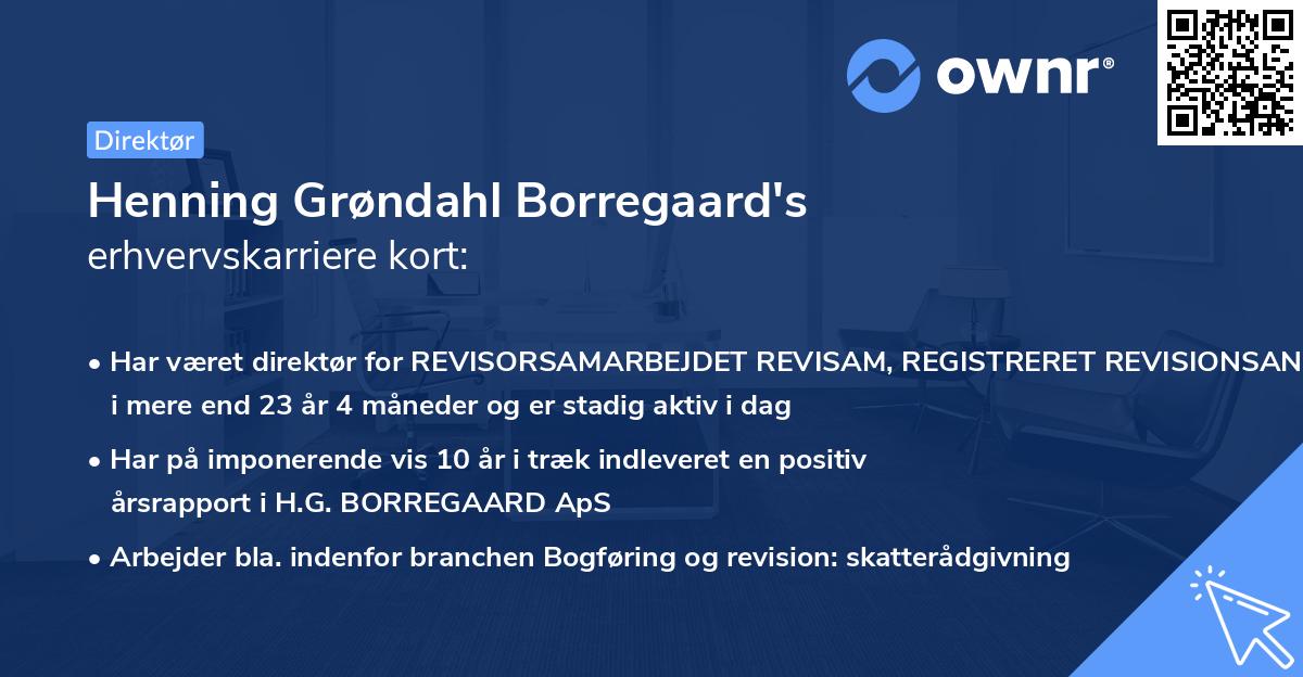 Henning Grøndahl Borregaard's erhvervskarriere kort