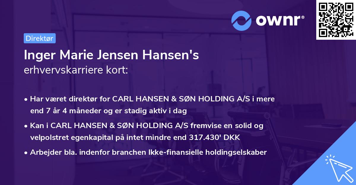 Inger Marie Jensen Hansen's erhvervskarriere kort