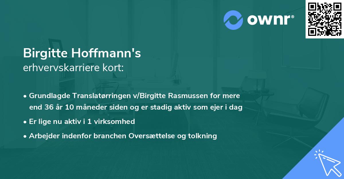 Birgitte Hoffmann's erhvervskarriere kort