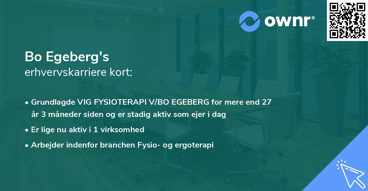 Bo Egeberg's erhvervskarriere kort