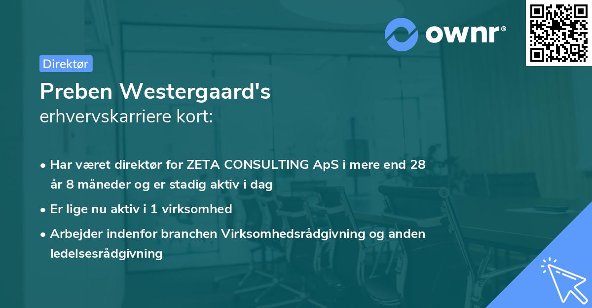 Preben Westergaard's erhvervskarriere kort