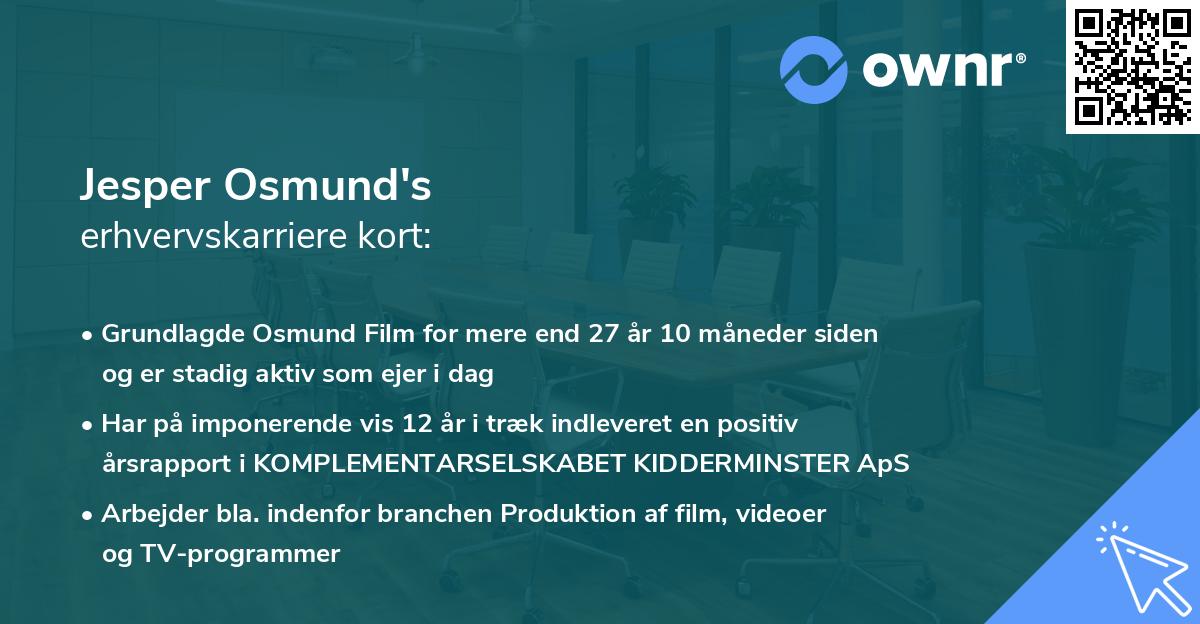 Jesper Osmund's erhvervskarriere kort