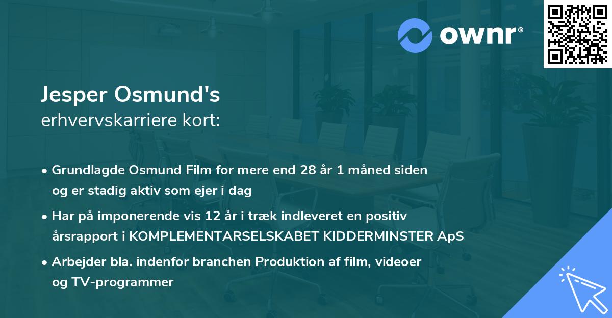 Jesper Osmund's erhvervskarriere kort