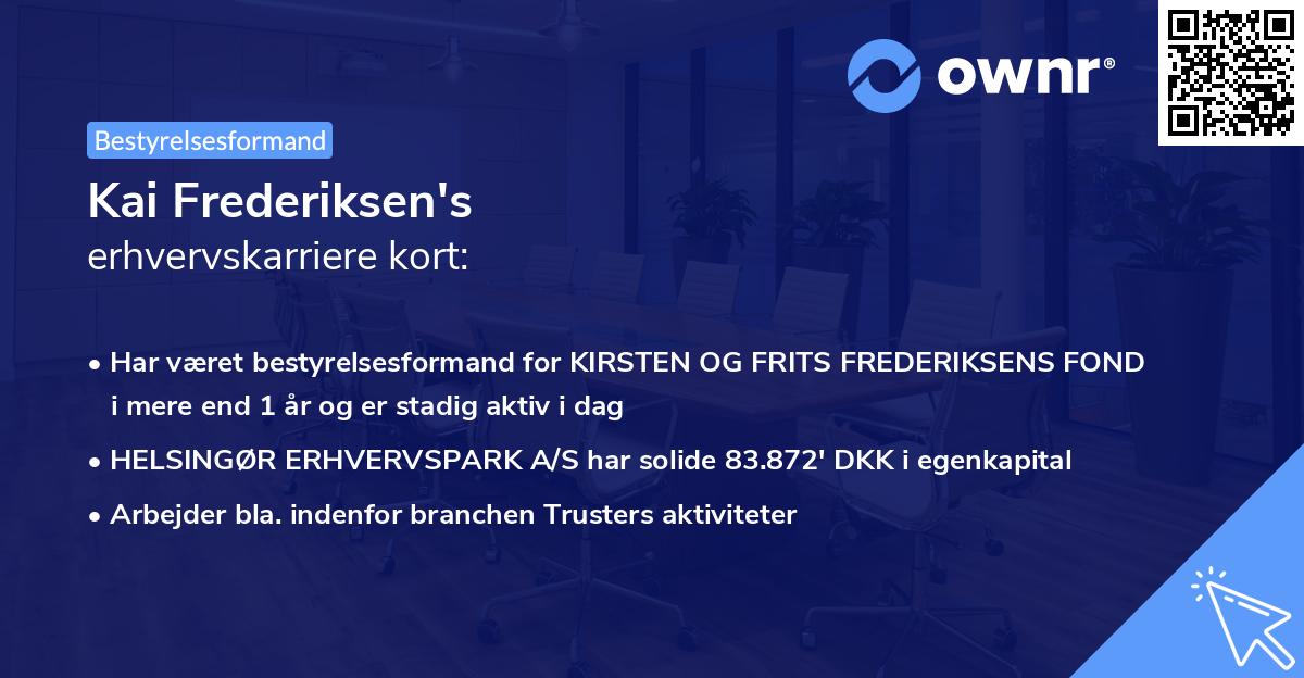 Kai Frederiksen's erhvervskarriere kort