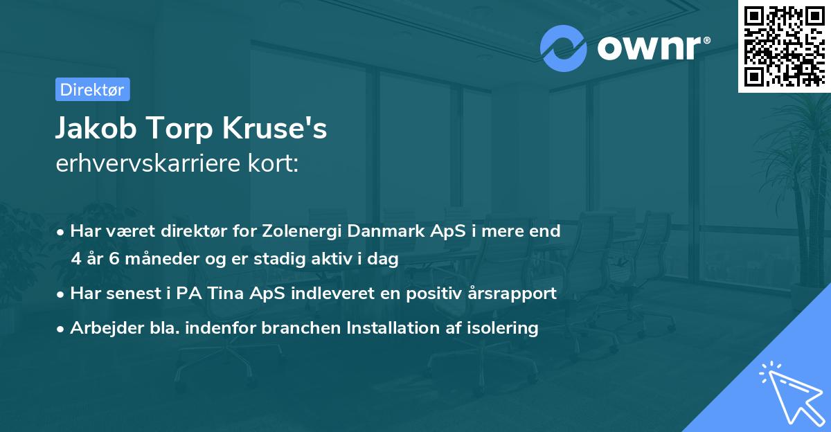 Jakob Torp Kruse's erhvervskarriere kort