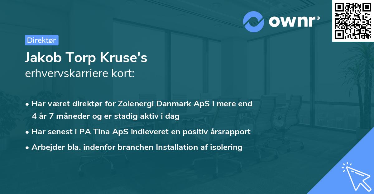 Jakob Torp Kruse's erhvervskarriere kort