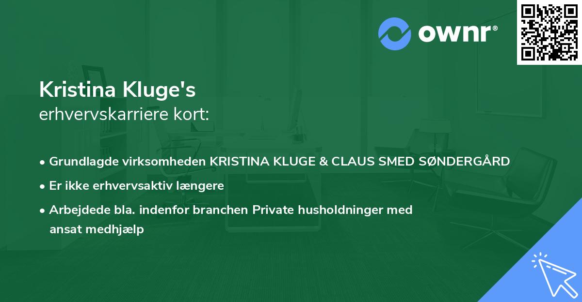 Kristina Kluge's erhvervskarriere kort