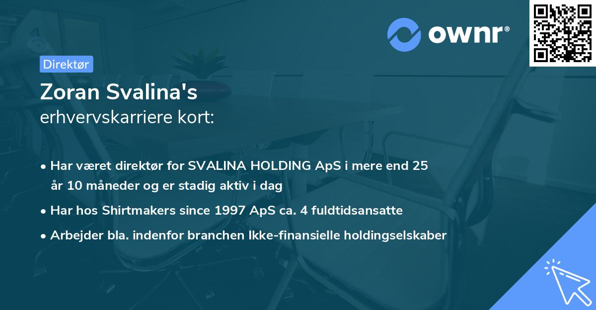 Zoran Svalina's erhvervskarriere kort