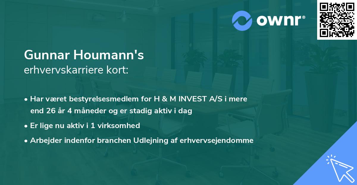 Gunnar Houmann's erhvervskarriere kort