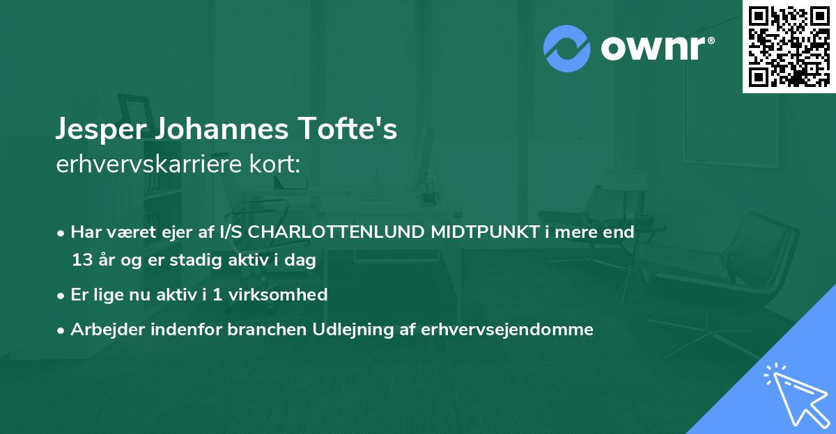 Jesper Johannes Tofte's erhvervskarriere kort