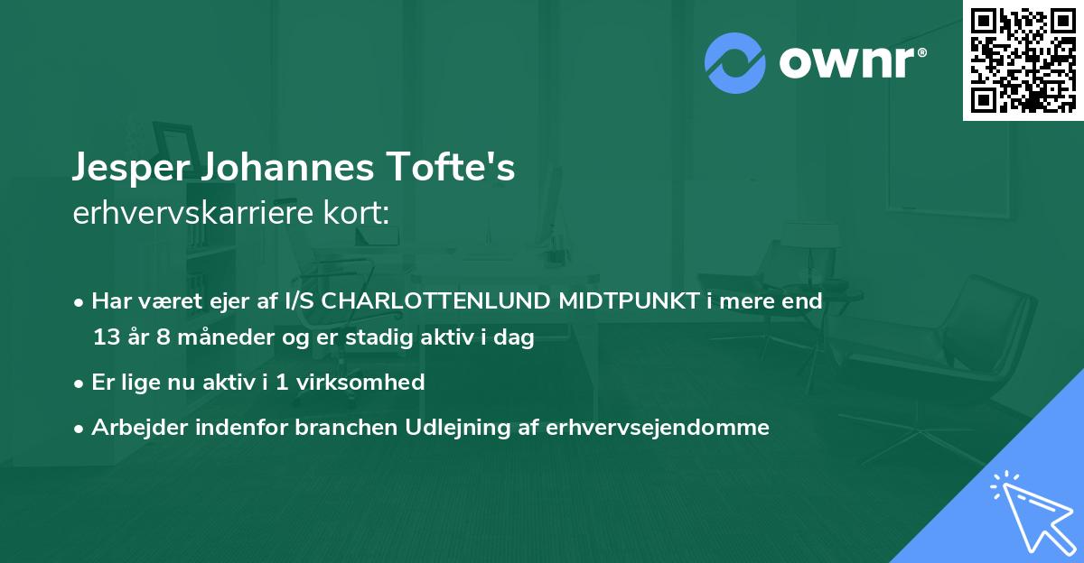 Jesper Johannes Tofte's erhvervskarriere kort