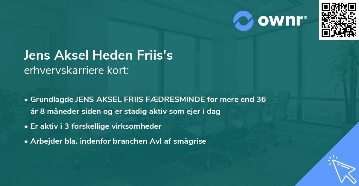 Jens Aksel Heden Friis's erhvervskarriere kort