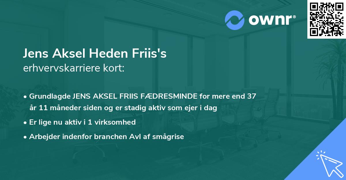 Jens Aksel Heden Friis's erhvervskarriere kort