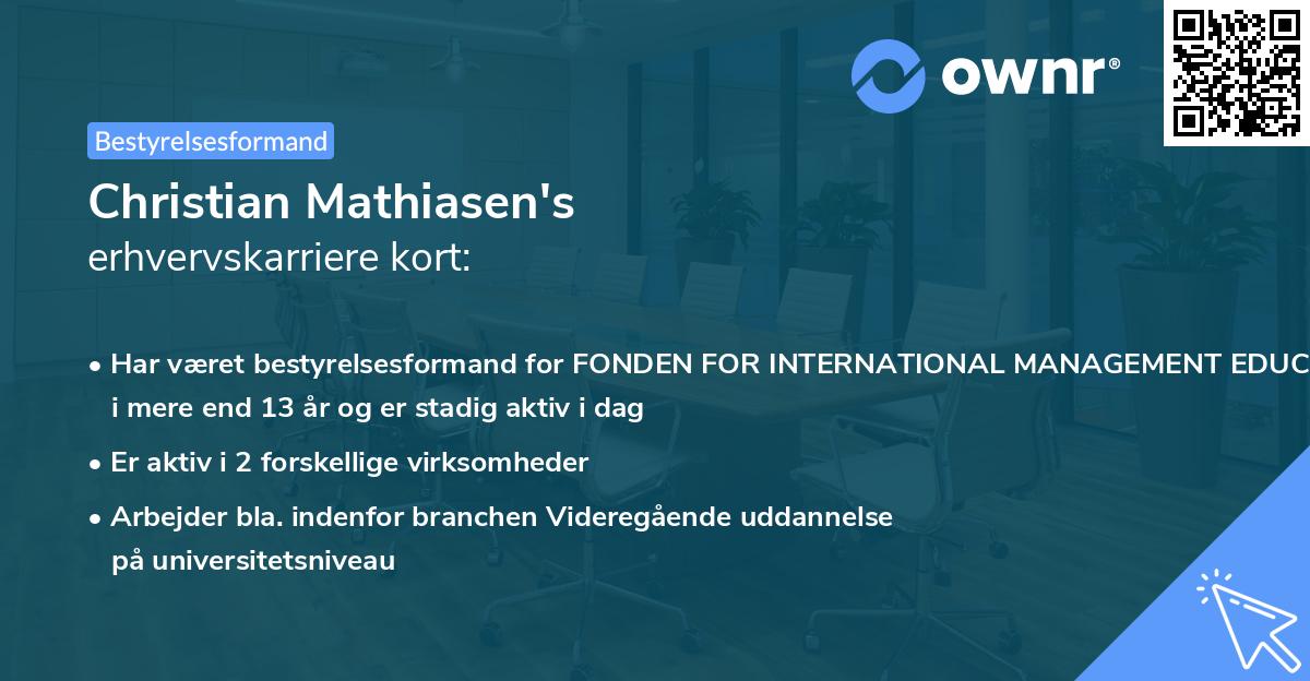 Christian Mathiasen's erhvervskarriere kort
