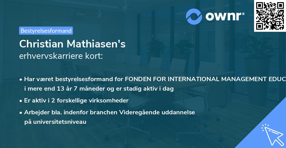 Christian Mathiasen's erhvervskarriere kort