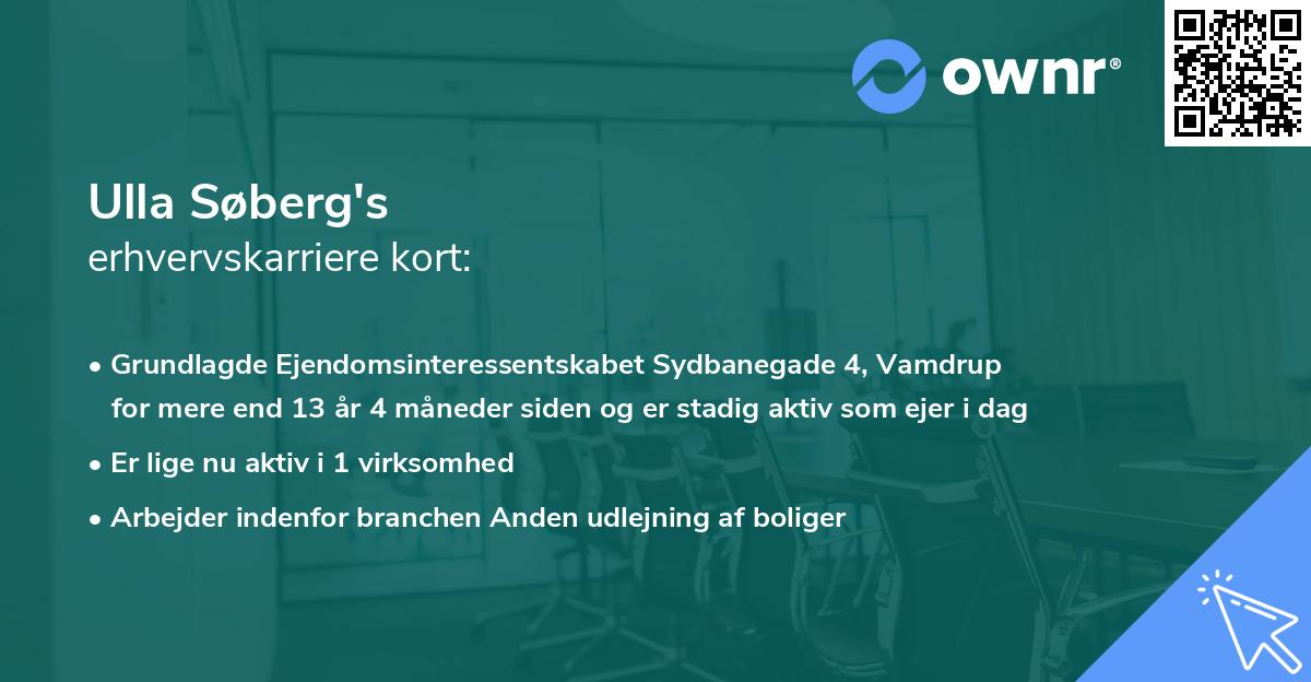 Ulla Søberg's erhvervskarriere kort