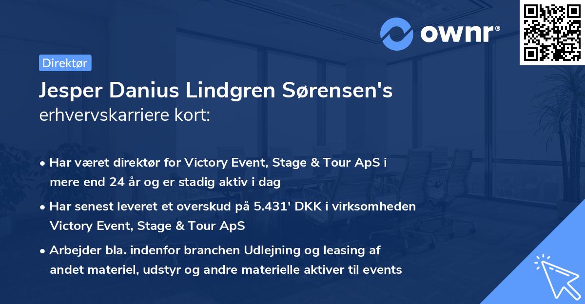 Jesper Danius Lindgren Sørensen's erhvervskarriere kort