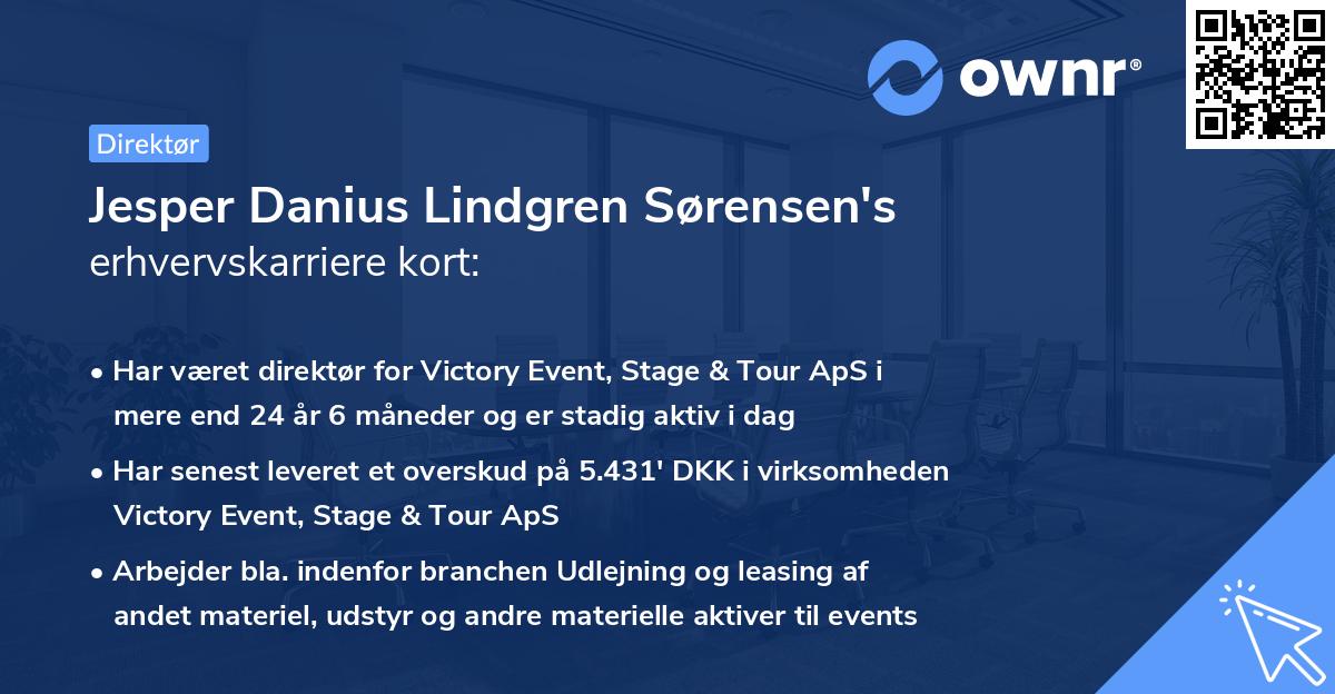 Jesper Danius Lindgren Sørensen's erhvervskarriere kort