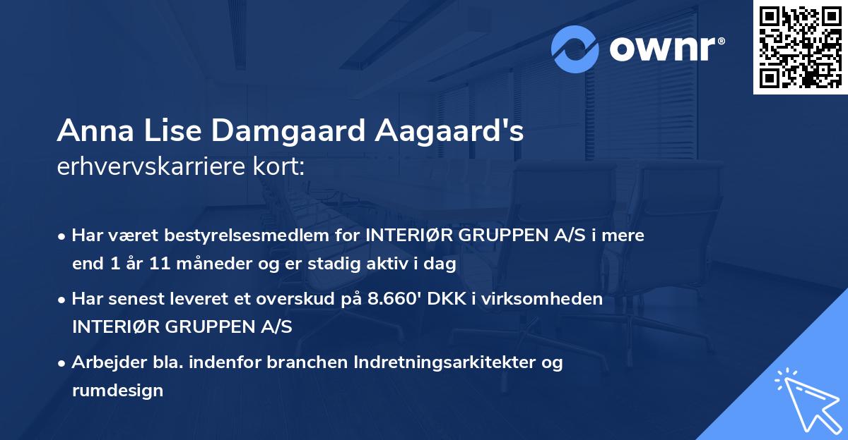 Anna Lise Damgaard Aagaard's erhvervskarriere kort