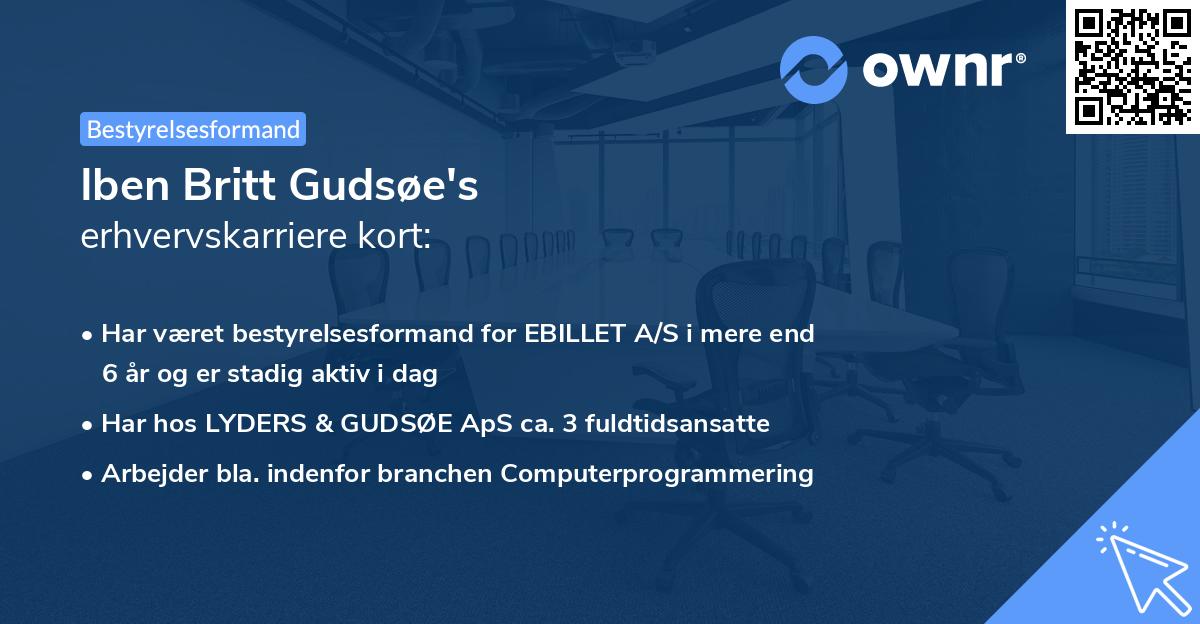 Iben Britt Gudsøe's erhvervskarriere kort