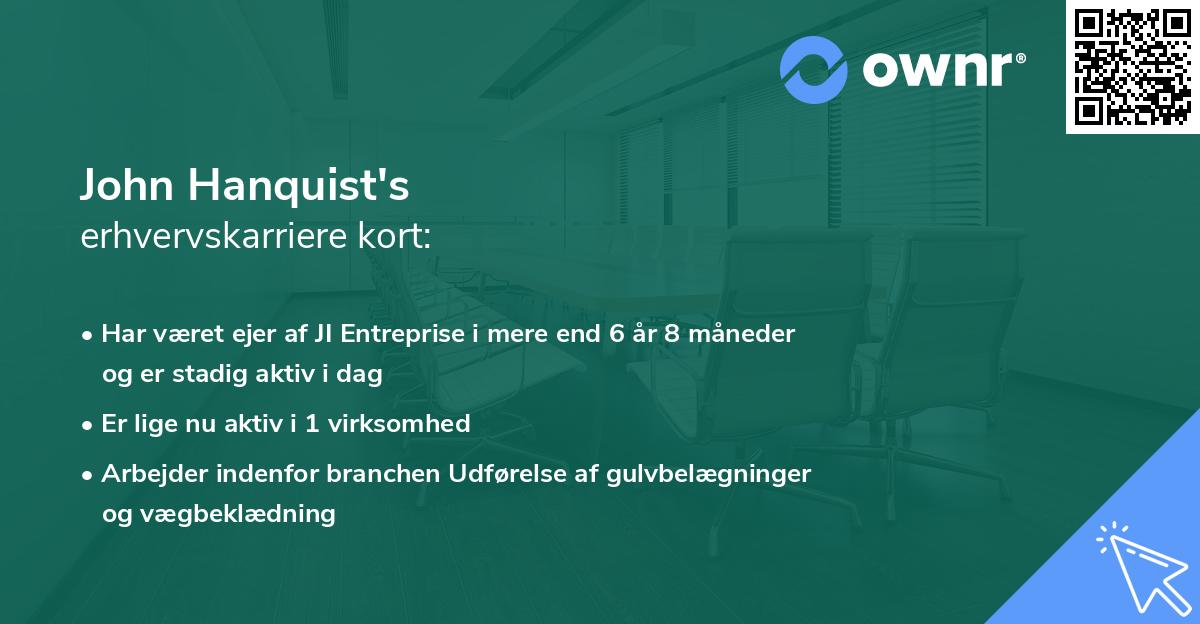 John Hanquist's erhvervskarriere kort