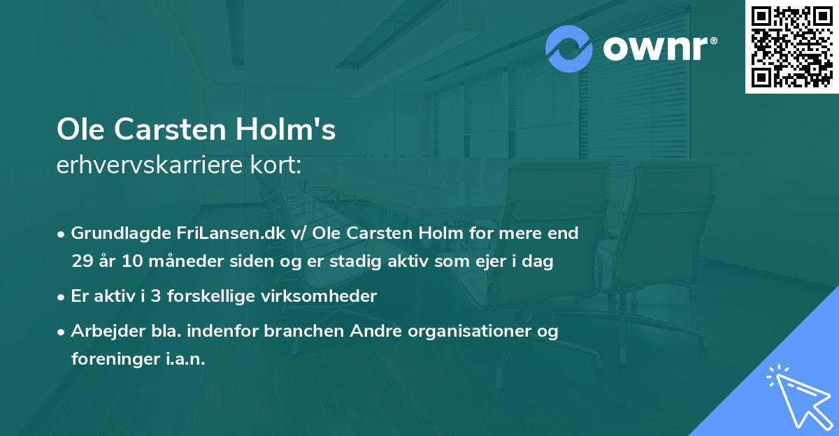 Ole Carsten Holm's erhvervskarriere kort