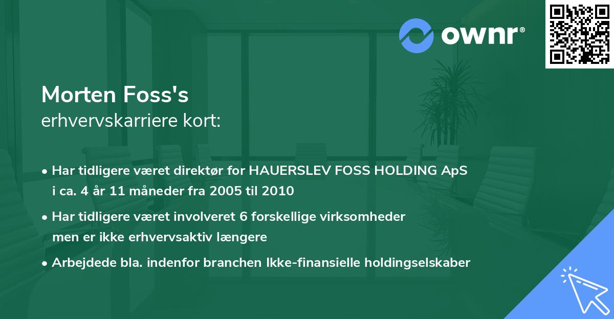 Morten Foss's erhvervskarriere kort