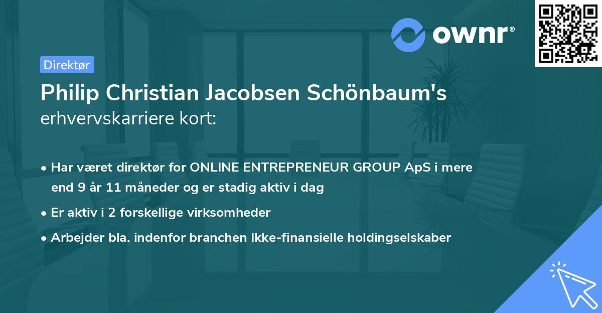 Philip Christian Jacobsen Schönbaum's erhvervskarriere kort