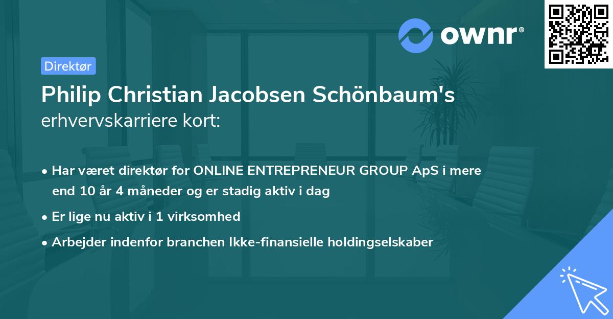 Philip Christian Jacobsen Schönbaum's erhvervskarriere kort