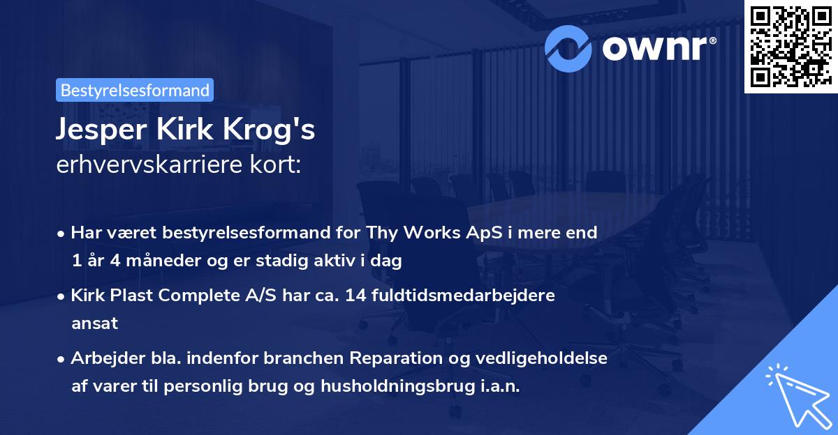 Jesper Kirk Krog's erhvervskarriere kort