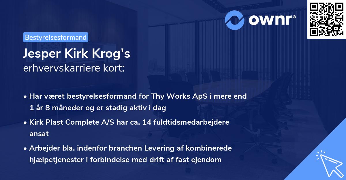 Jesper Kirk Krog's erhvervskarriere kort