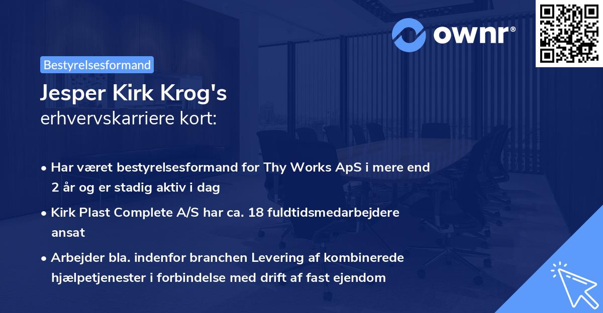 Jesper Kirk Krog's erhvervskarriere kort
