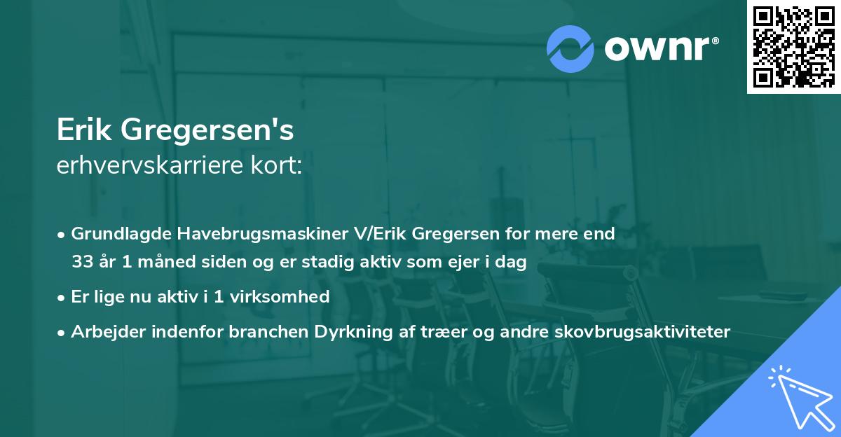 Erik Gregersen's erhvervskarriere kort