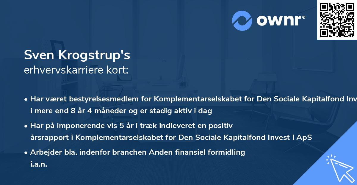 Sven Krogstrup's erhvervskarriere kort