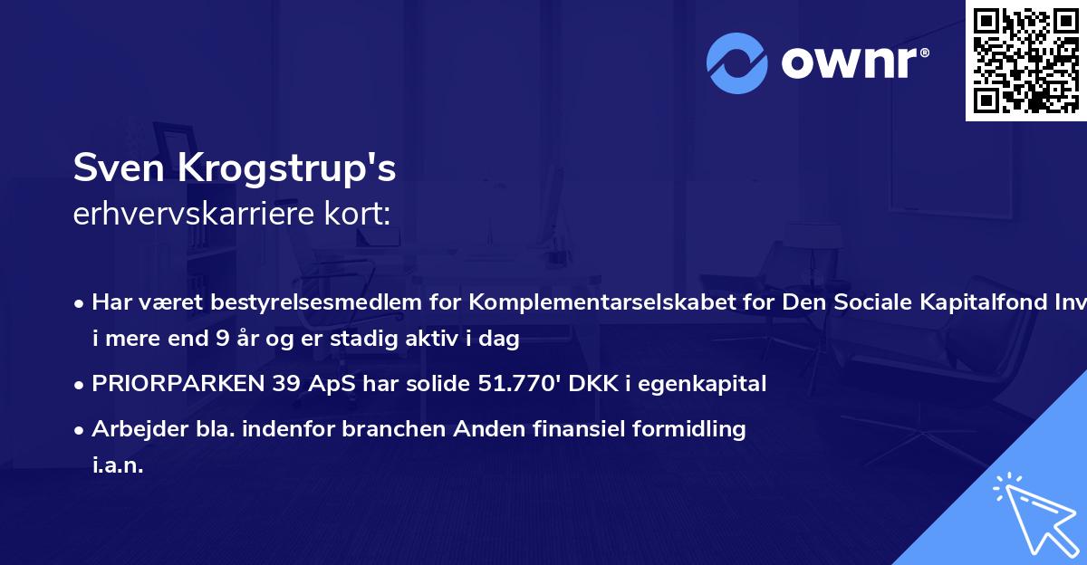 Sven Krogstrup's erhvervskarriere kort