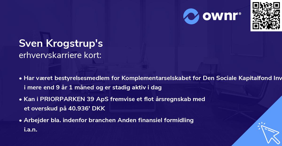 Sven Krogstrup's erhvervskarriere kort