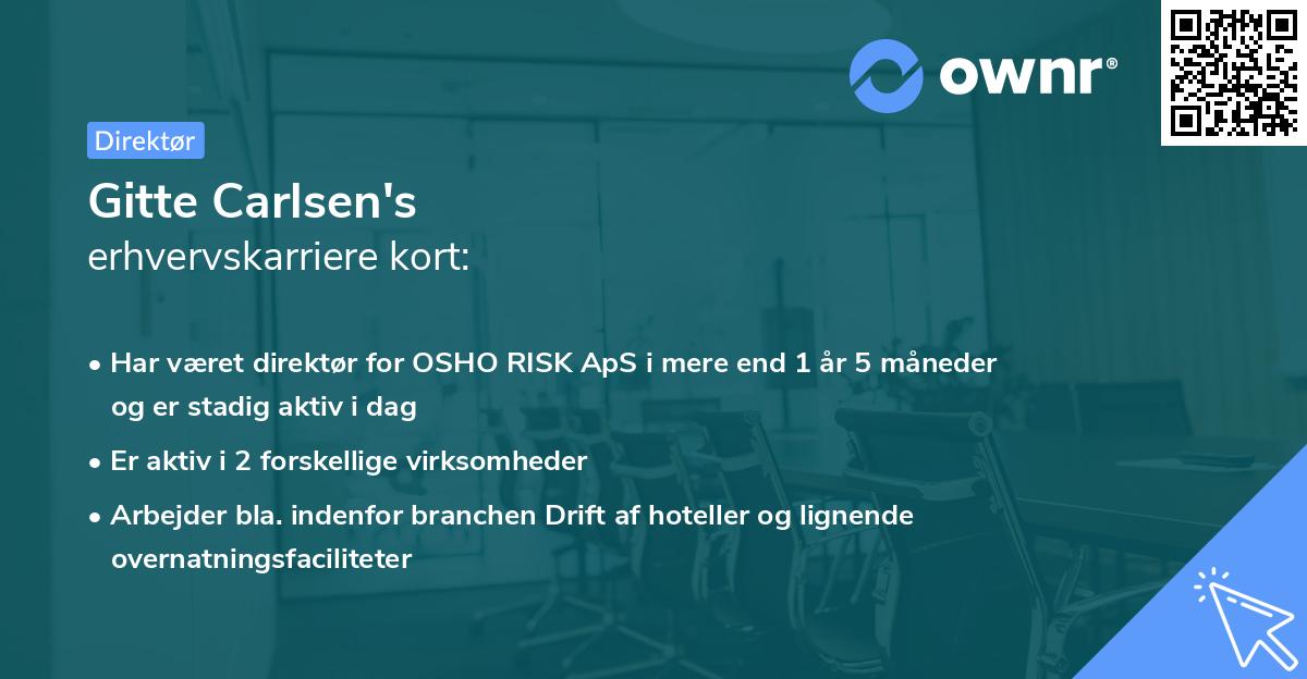 Gitte Carlsen's erhvervskarriere kort