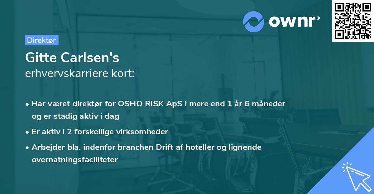 Gitte Carlsen's erhvervskarriere kort