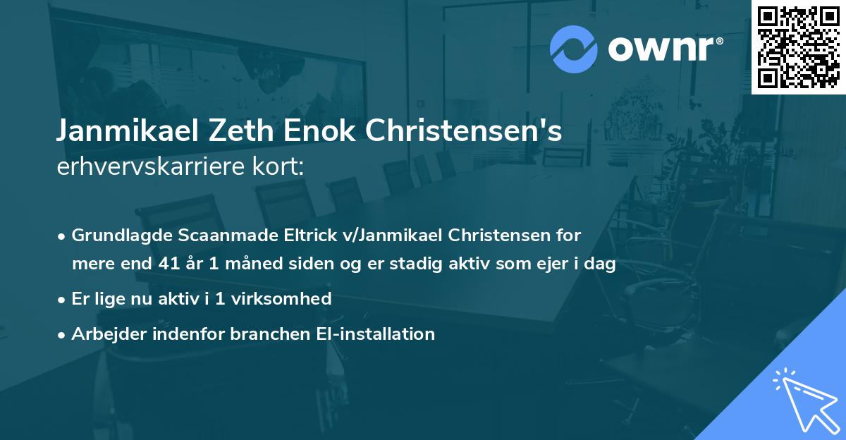 Janmikael Zeth Enok Christensen's erhvervskarriere kort