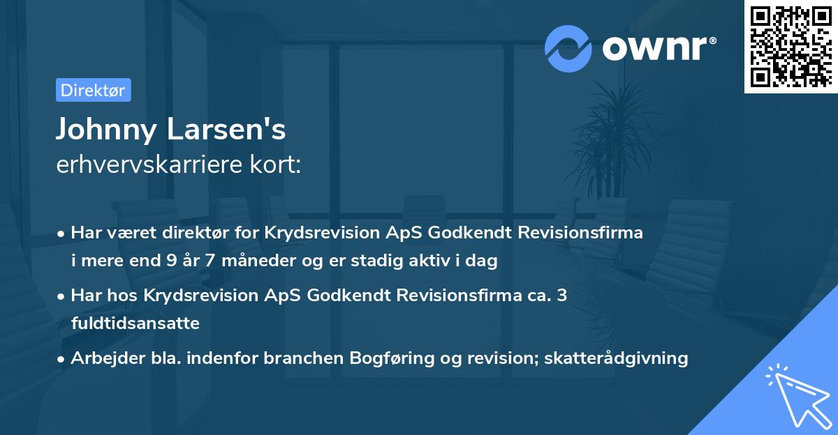 Johnny Larsen's erhvervskarriere kort