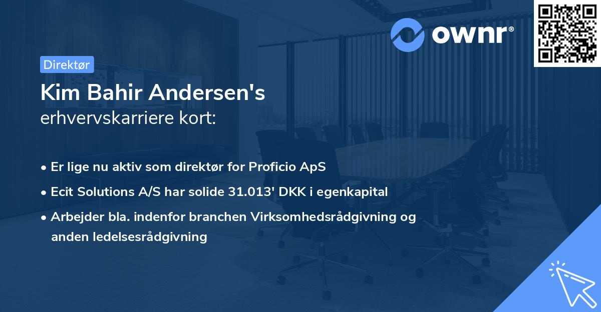 Kim Bahir Andersen's erhvervskarriere kort