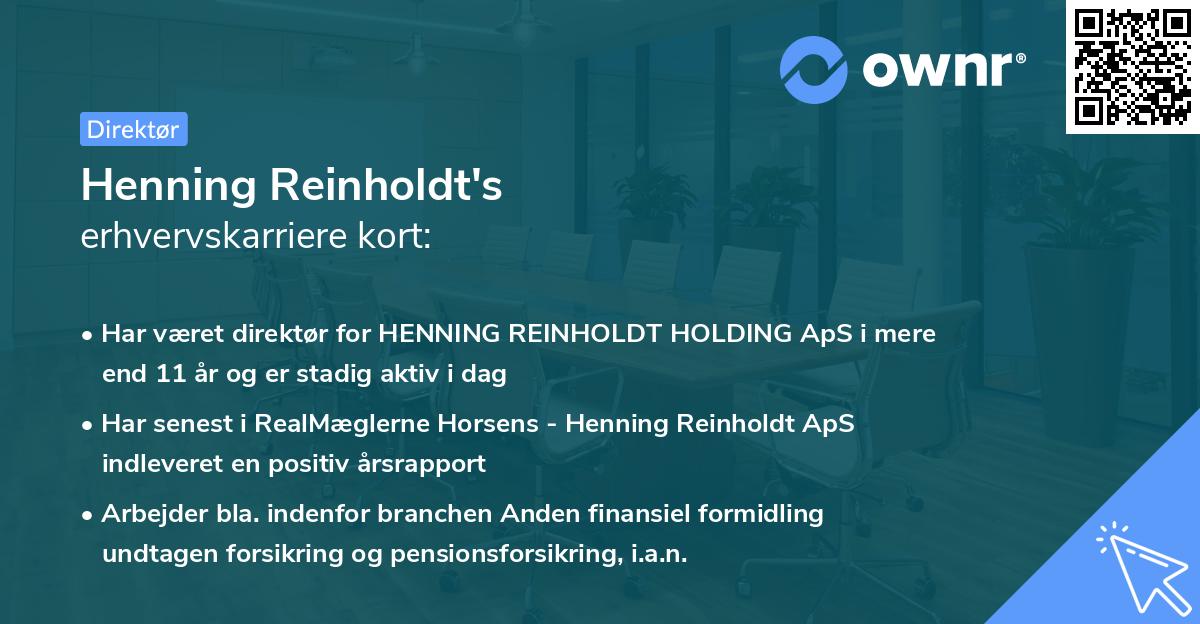Henning Reinholdt's erhvervskarriere kort
