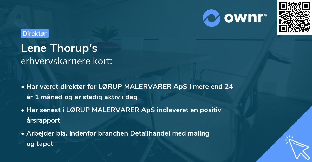 Lene Thorup's erhvervskarriere kort