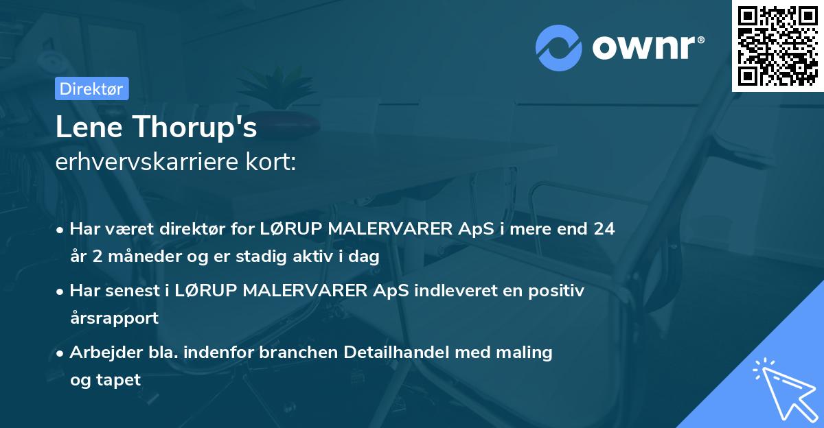 Lene Thorup's erhvervskarriere kort
