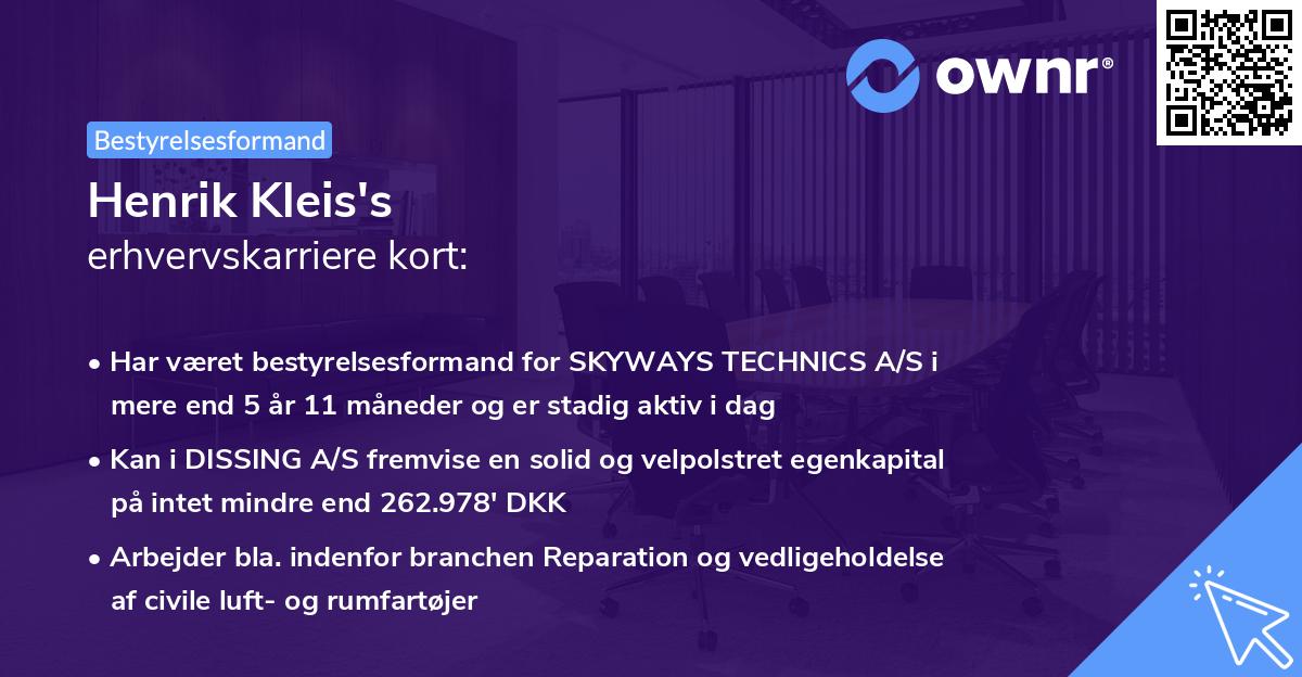 Henrik Kleis's erhvervskarriere kort